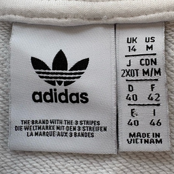 Adidas Originals Cropped Hoodie White Black Triple Stripe Size M - Picture 8 of 12